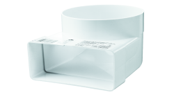 VENTS 521 - Преходник-коляно преход на 90° от кръгли въздуховоди с диаметър ф100 към плоски с размери 55x110.